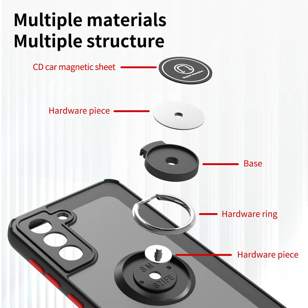 Car Magnetic Ring Bracket Silicone Cover Phone Case For Samsung Galaxy