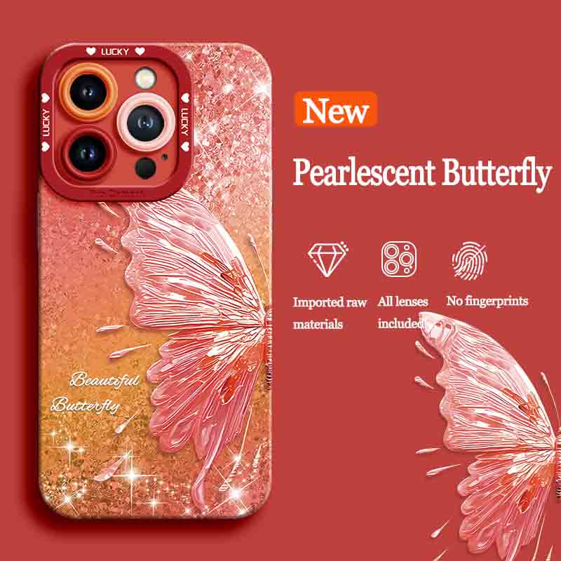 Pearlescent Butterfly Silicone Phone Case For iPhone