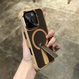 Luxury Magsafe Magnetic Holder Silicone Frame Case For iPhone