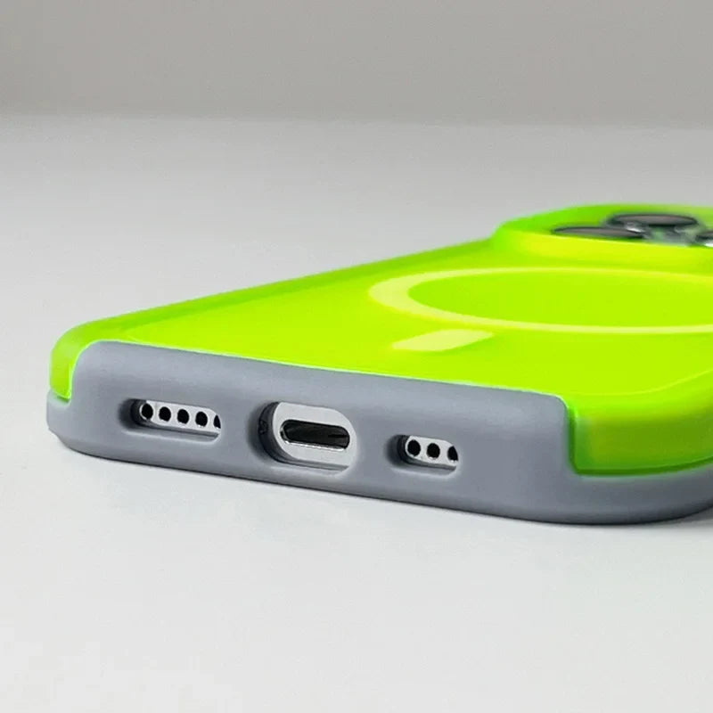 Magnetic Neon Color Matte Translucent Armor Shockproof Case For iPhone
