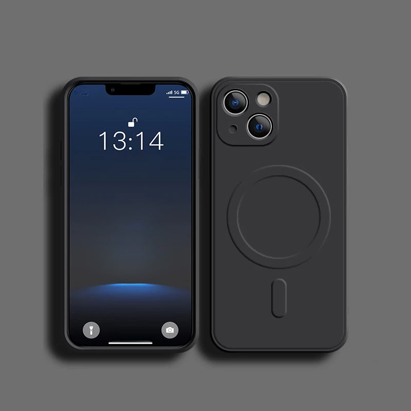 Magnetic Wireless Charging Soft Liquid Silicone Case For IPhone