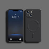 Magnetic Wireless Charging Soft Liquid Silicone Case For IPhone
