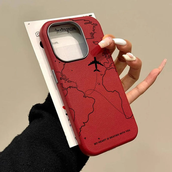 Airplane Lichee Design Leather Case For iPhone