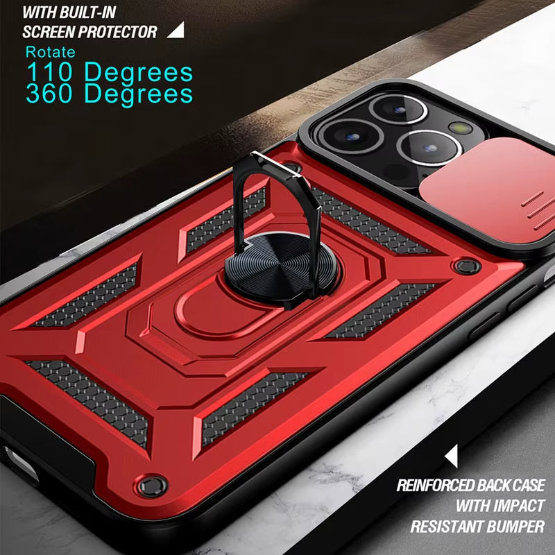 Armor Shockproof Magnetic Ring Stand Holder Case For iPhone