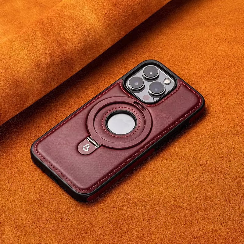 Luxury Magnetic Stand Ring PU Leather Phone Case For iPhone