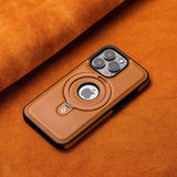 Luxury Magnetic Stand Ring PU Leather Phone Case For iPhone