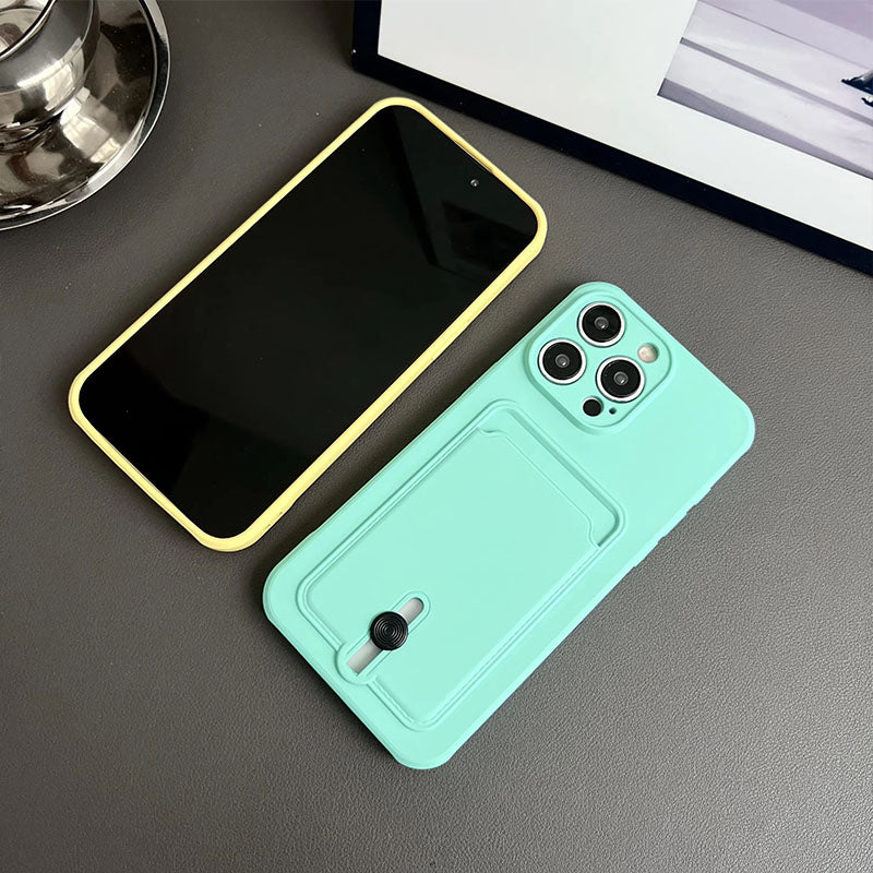 Push Card Bag Slot Holder Wallet silicone Phone Case For iPhone