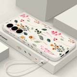 Luxury Flower Print Lanyard Silicone Case For Samsung Galaxy