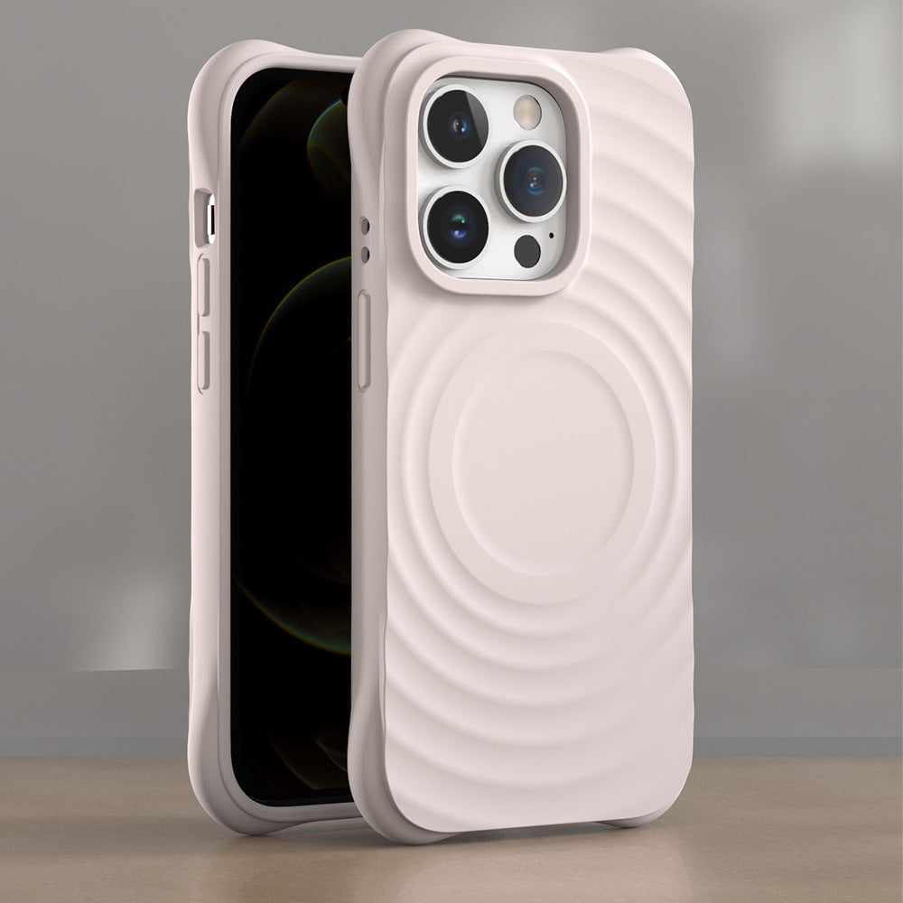 Liquid Silicone Wave Pattern Magsafe Phone Case For iPhone