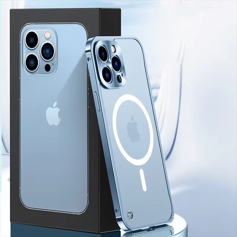 Magsafe Magnetic Metal Aluminum Alloy Translucent Case For iPhone