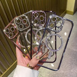 New Fashion Glitter Diamond Transparent Magnetic Case For iPhone
