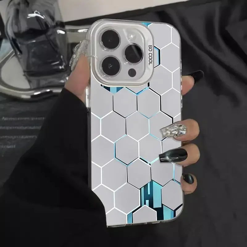 Luxury Honeycomb Cube Cyberpunk Case For iPhone