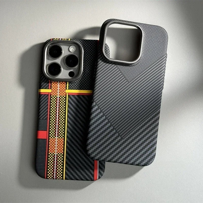 Carbon Fiber Abstract Geometric MagSafe Case For iPhone