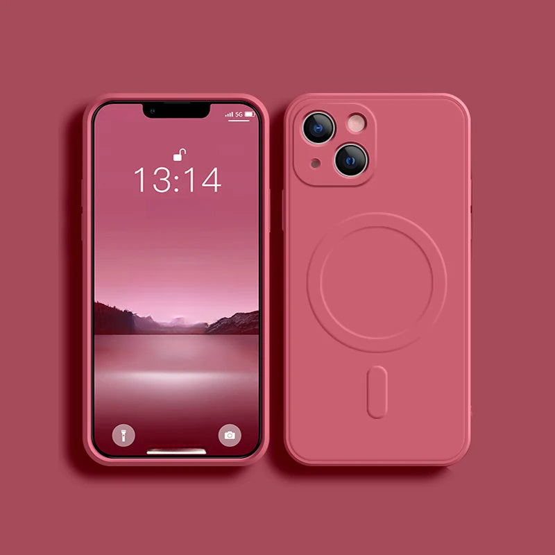 Magnetic Wireless Charging Soft Liquid Silicone Case For IPhone