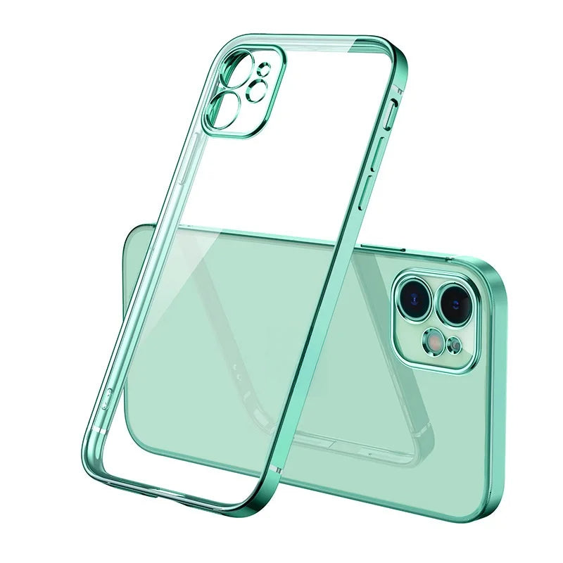 Luxury Plating Transparent Silicone Case For iPhone