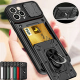 Slide Camera Card Slot Military Case For iPhone