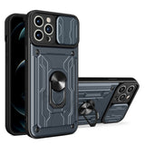 Slide Camera Card Slot Military Case For iPhone