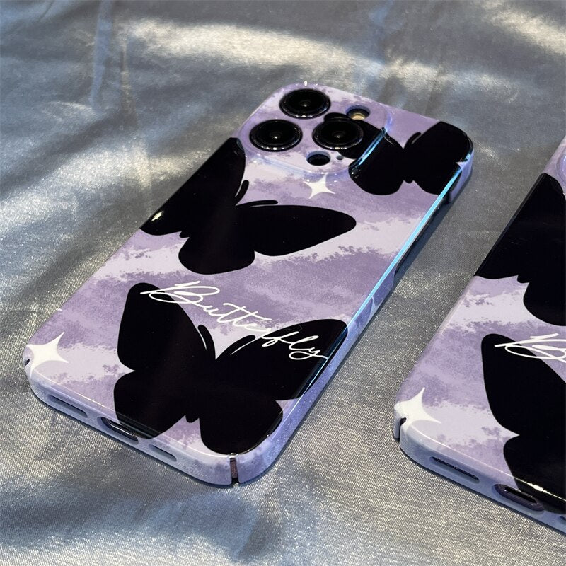 Purple Butterfly Acrylic Hard Case for iPhone