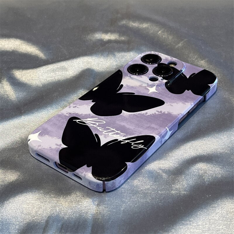 Purple Butterfly Acrylic Hard Case for iPhone