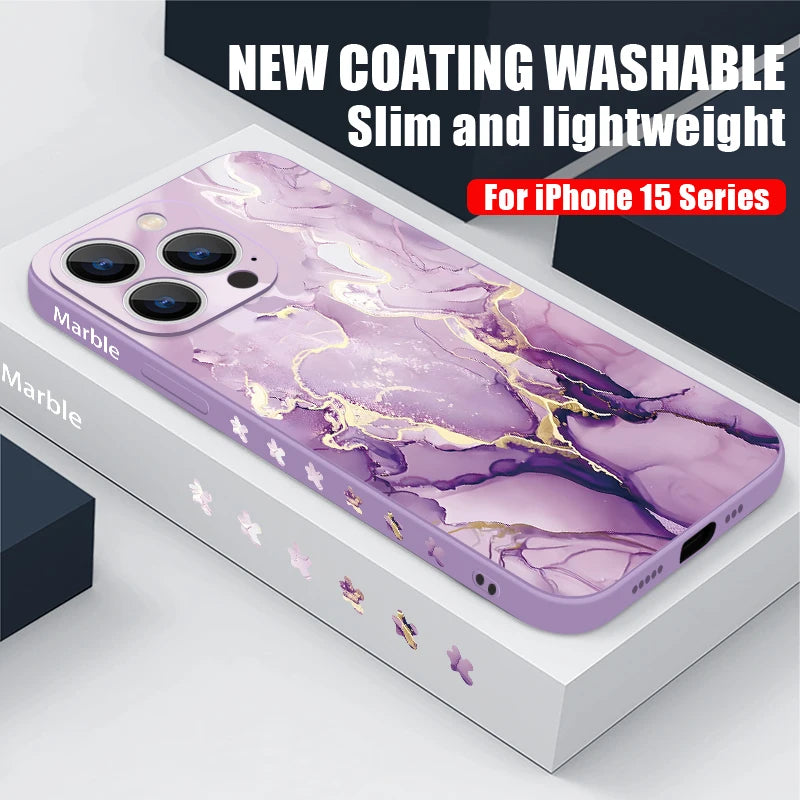 Colorful Marble Silicone Shockproof Case For iPhone