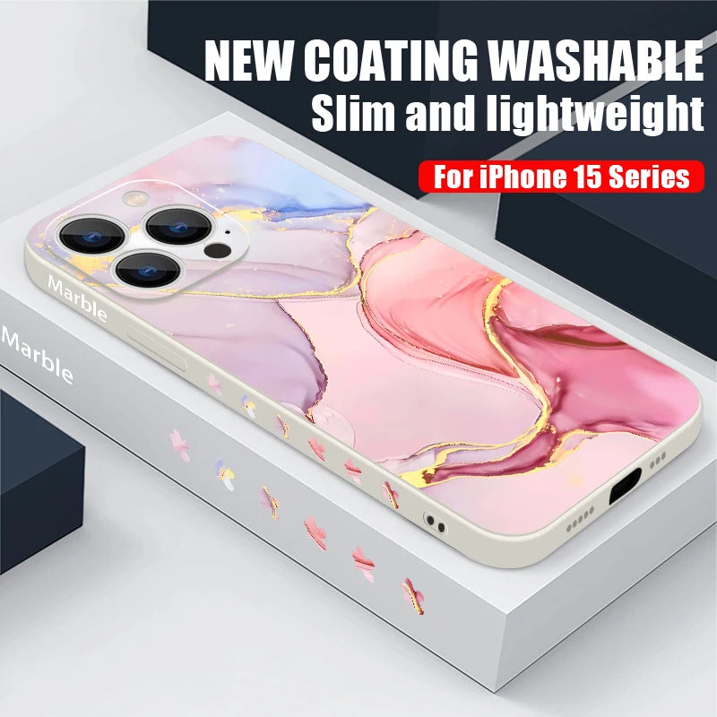 Colorful Marble Silicone Shockproof Case For iPhone