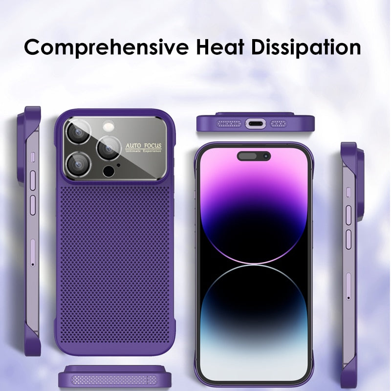 Cooling Rimless Glass Big Window Case For iPhone