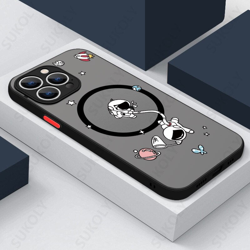 Cute Space Astronaut Magnetic Case For iPhone
