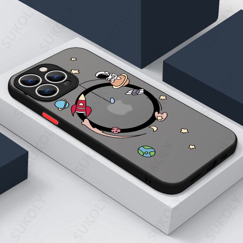 Cute Space Astronaut Magnetic Case For iPhone