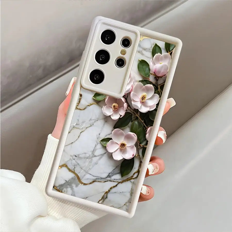 Flower Marble Soft Silicone Case for Samsung