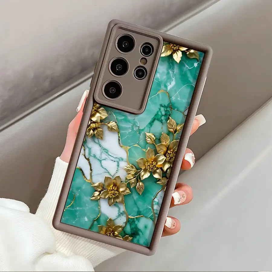 Flower Marble Soft Silicone Case for Samsung