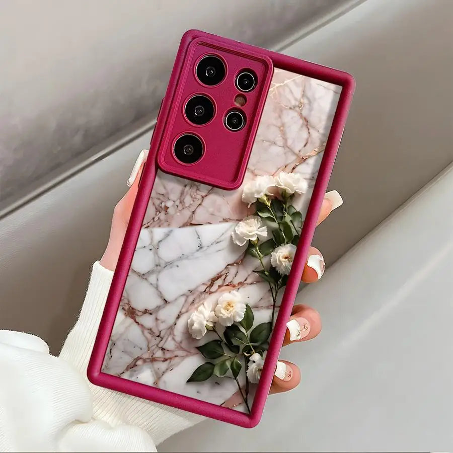 Flower Marble Soft Silicone Case for Samsung