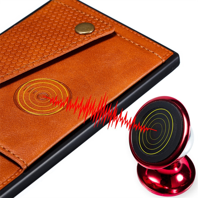 Car Magnet Card Slot Wallet Case For Samsung