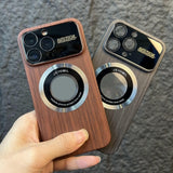 Natural Wooden Texture Car Magnet Case For iPhone