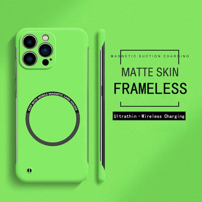 Frameless Magnetic Hard PC Matte Case For iPhone