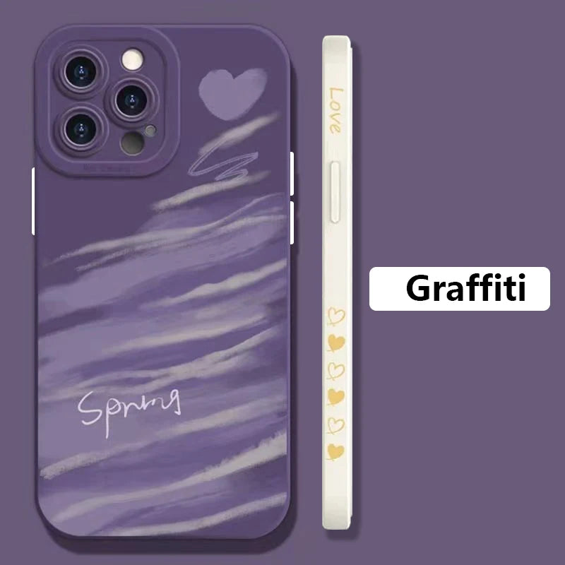 Graffiti Love Heart Shockproof Case For iPhone