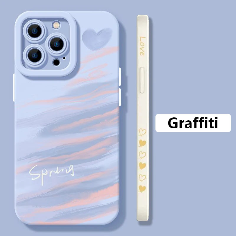 Graffiti Love Heart Shockproof Case For iPhone