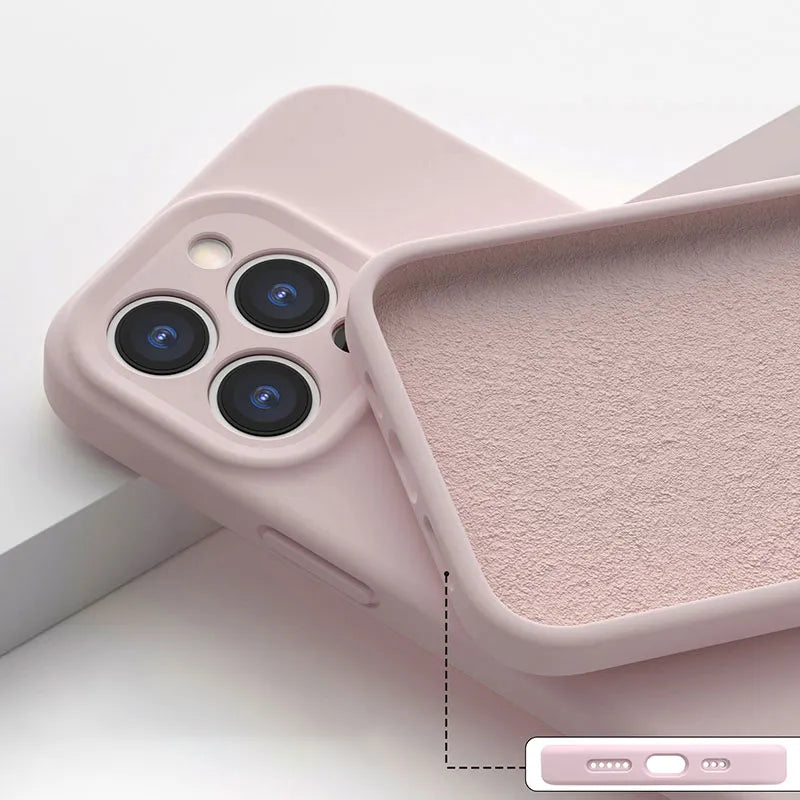 Original Square Liquid Soft Silicone Case For iPhone