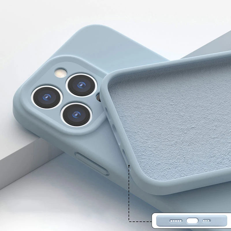 Original Square Liquid Soft Silicone Case For iPhone