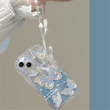 Butterfly Glitter Clear Lanyard Case For iPhone