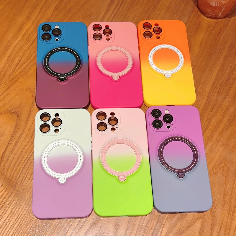 Gradient Soft Silicone Holder Case For iPhone