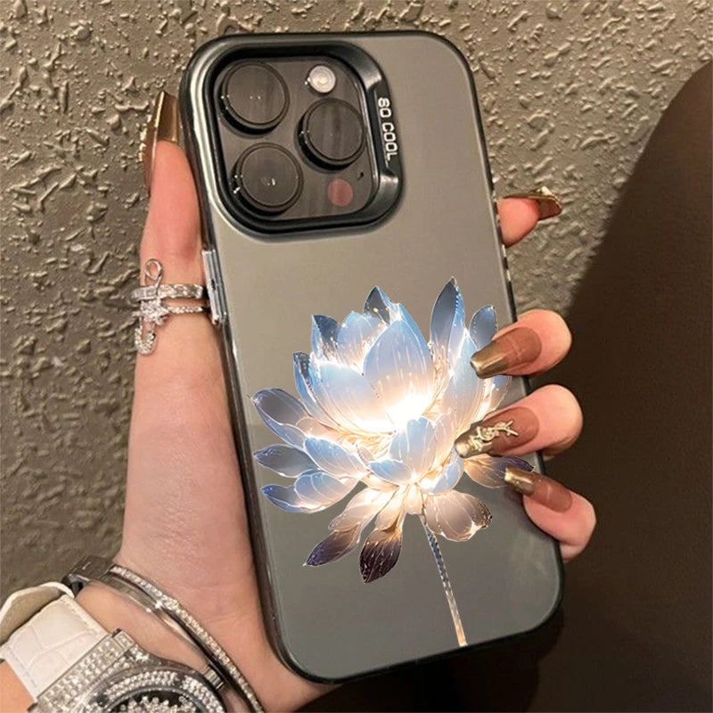 Lotus Flower Lens protect plating Case For iPhone