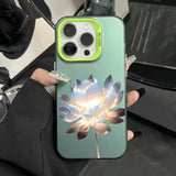 Lotus Flower Lens protect plating Case For iPhone