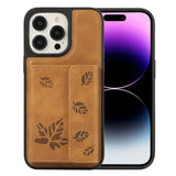 Luxury Maple Leaf Leather Wallet Card Case For iPhone