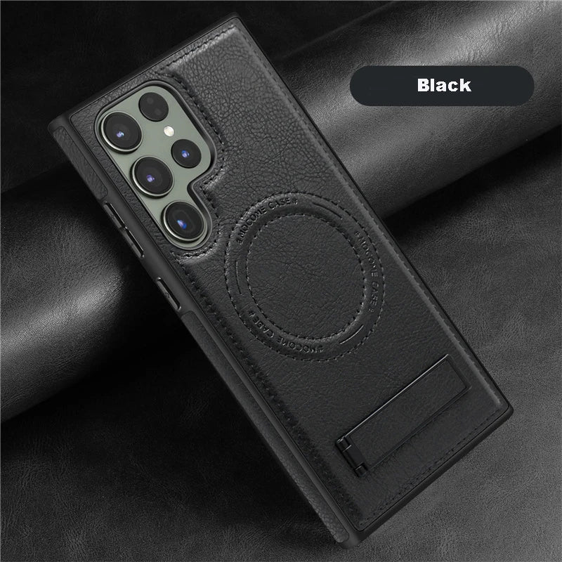 Magnetic Leather textured Stand Case For Samsung