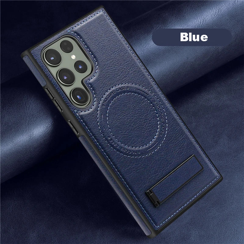 Magnetic Leather textured Stand Case For Samsung