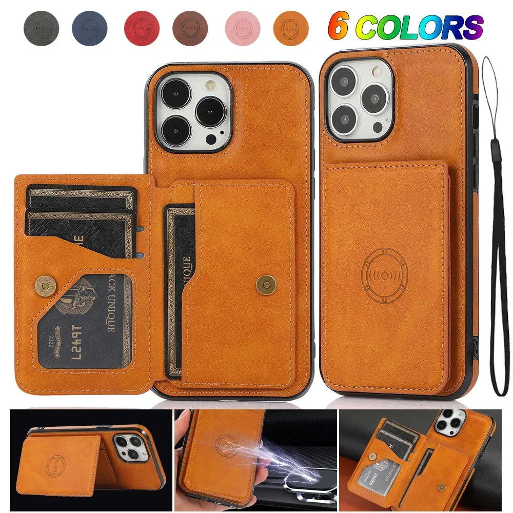 Magnetic Flip Wallet Case For iPhone