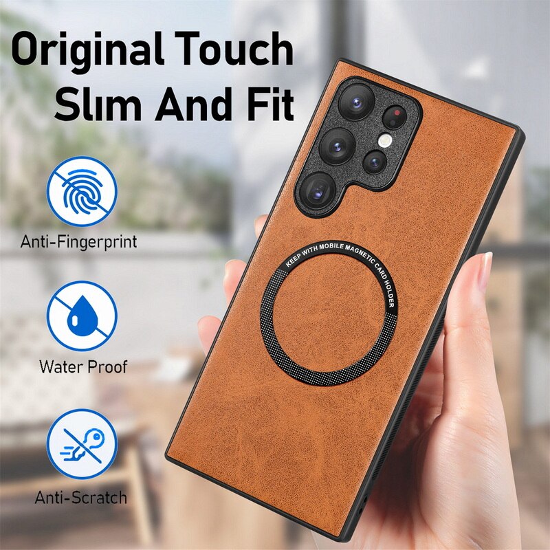 Magnetic Leather Slim Case For Samsung