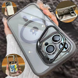 Glass Transparent Stand Metal Ring Case For iPhone