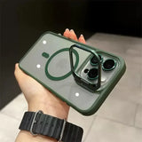 Glass Transparent Stand Metal Ring Case For iPhone