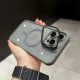 Glass Transparent Stand Metal Ring Case For iPhone